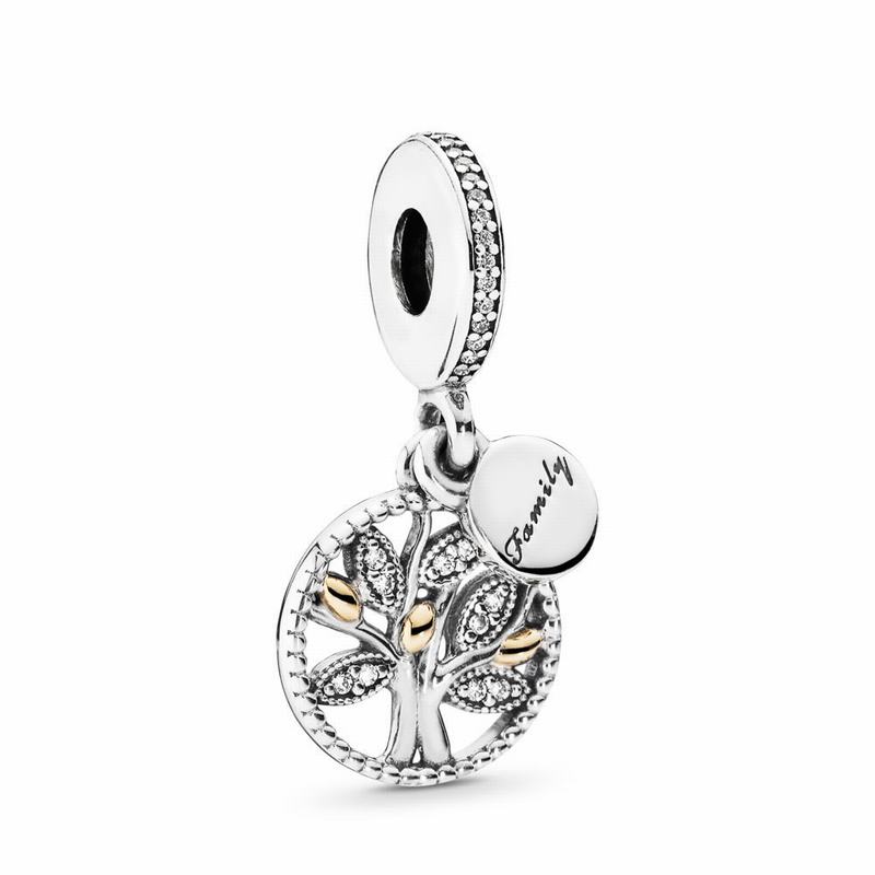 Pandora Sparkling Family Tree Dangle Charm - Two Tone/Cubic Zirconia - Canada | JA7258DB